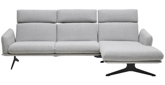 ECKSOFA  in Flachgewebe Hellgrau  259/152 cm  - Hellgrau/Schwarz, Design, Textil/Metall (259/152cm) - Dieter Knoll