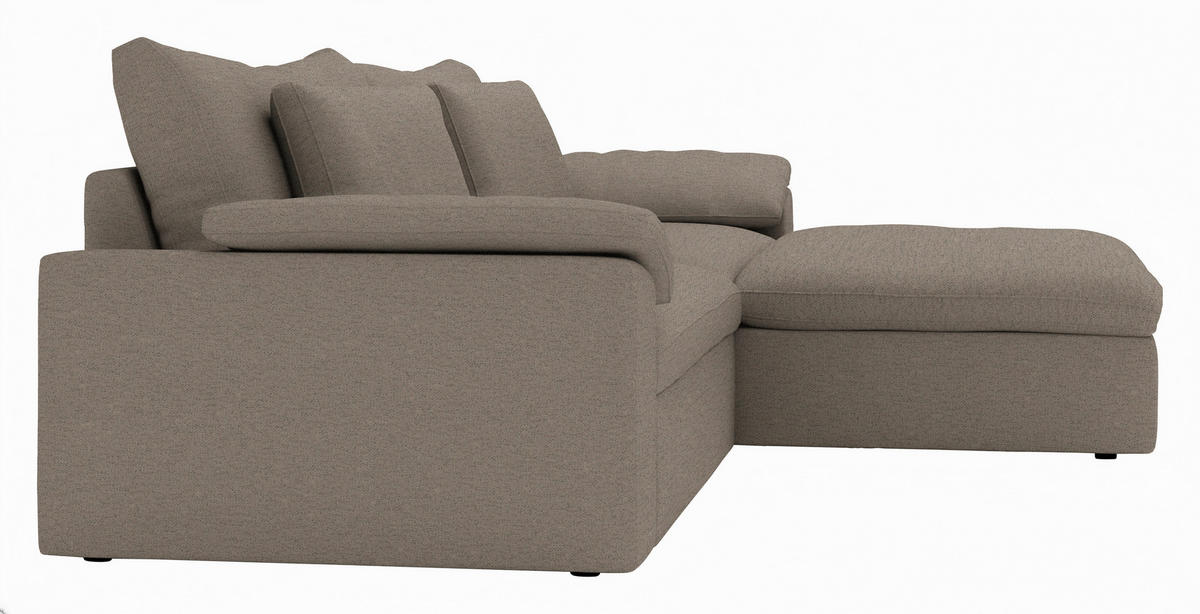 ECKSOFA Flachgewebe Greige  - Greige/Schwarz, Modern, Kunststoff/Textil (306/198cm) - Carryhome