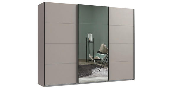 SCHWEBETÜRENSCHRANK 270/208/65 cm 3-türig Graphitfarben, Sahara - Schwarz/Graphitfarben, Design, Glas/Holzwerkstoff (270/208/65cm) - Carryhome