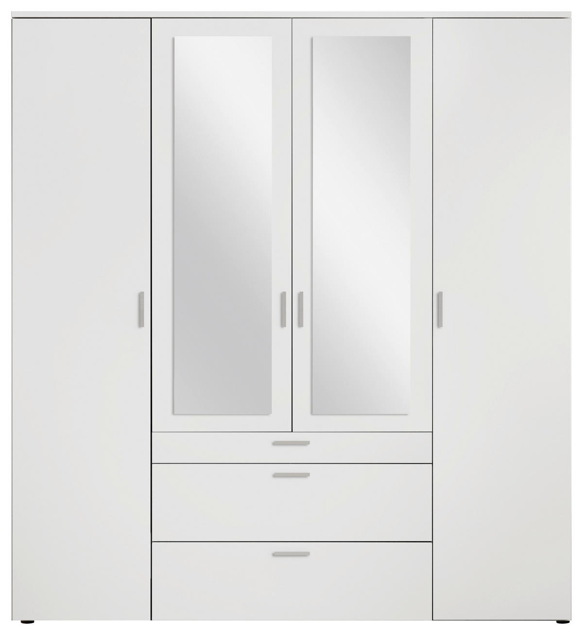 DREHTÜRENSCHRANK  in Weiß  - Alufarben/Weiß, MODERN, Glas/Holzwerkstoff (180/195/56cm) - Livetastic