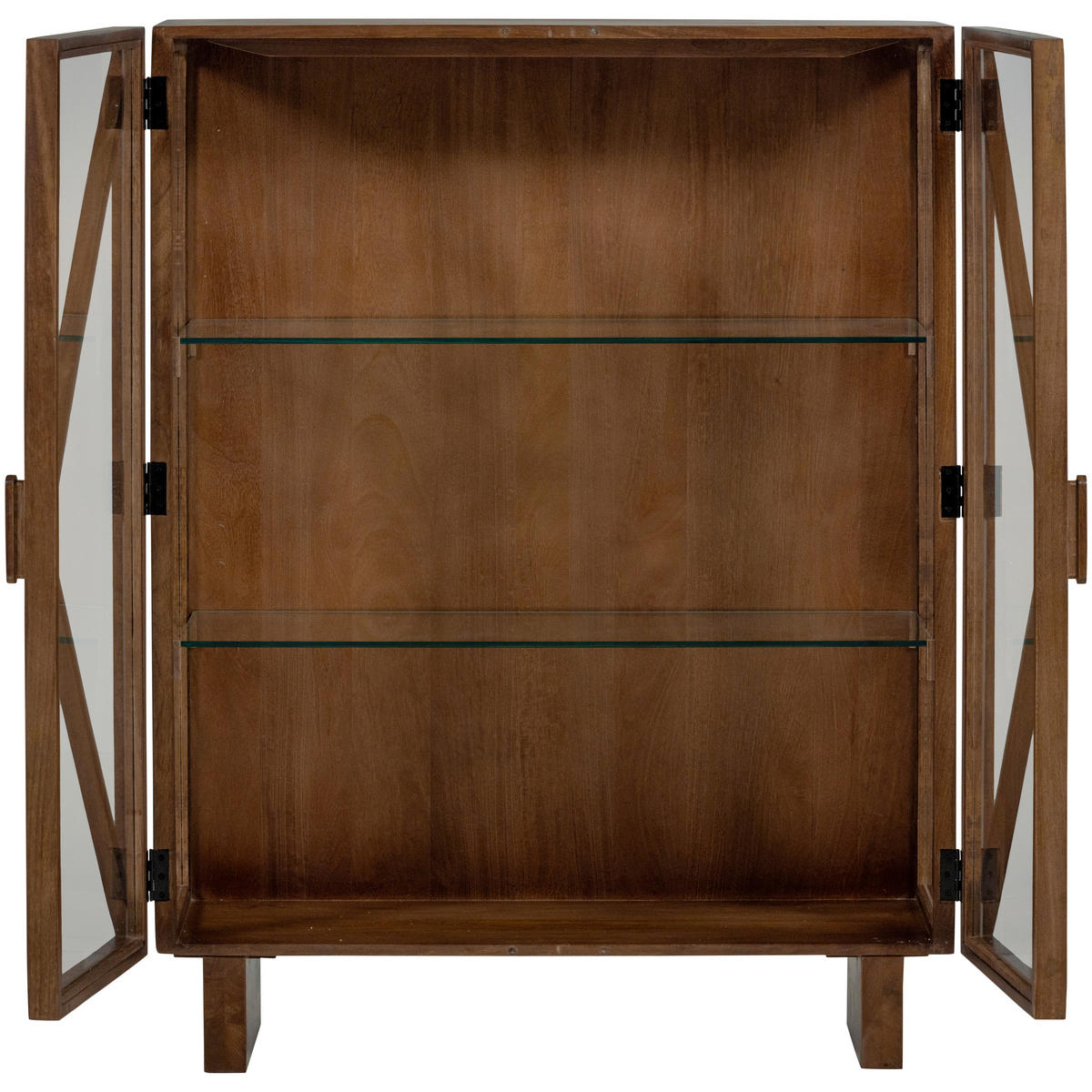 VITRINE Kella in massiv Mangoholz Dunkelbraun  - Dunkelbraun, Design, Glas/Holz (100/132/44cm) - Livetastic