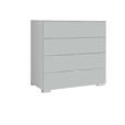 KOMMODE , 80/77/40 cm, 4 Schublade(n)  - Hellgrau/Alufarben, Basics, Holzwerkstoff/Kunststoff (80/77/40cm) - Moderano