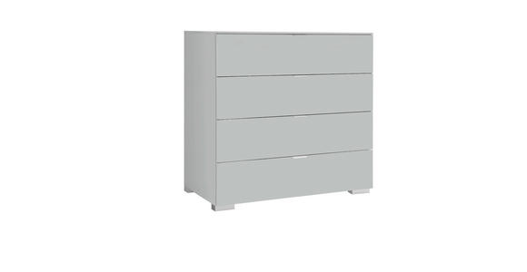 KOMMODE , 80/77/40 cm, 4 Schublade(n)  - Hellgrau/Alufarben, Basics, Holzwerkstoff/Kunststoff (80/77/40cm) - Moderano