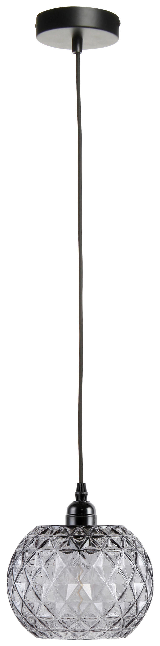 ZÁVESNÉ SVIETIDLO, 18/18/18 cm  - číra/sivá, Basics, sklo (18/18/18cm) - MID.YOU