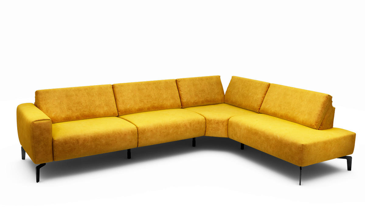 ECKSOFA in Samt Gelb  296/213 cm  - Gelb/Schwarz, Design, Textil/Metall (296/213cm) - SENSOO