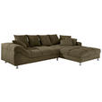 ECKSOFA in Webstoff Grün  - Grün, Design, Textil/Metall (337/228cm) - Carryhome