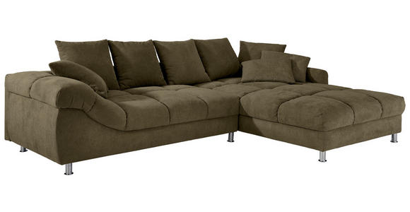 ECKSOFA in Webstoff Grün  - Grün, Design, Textil/Metall (337/228cm) - Carryhome