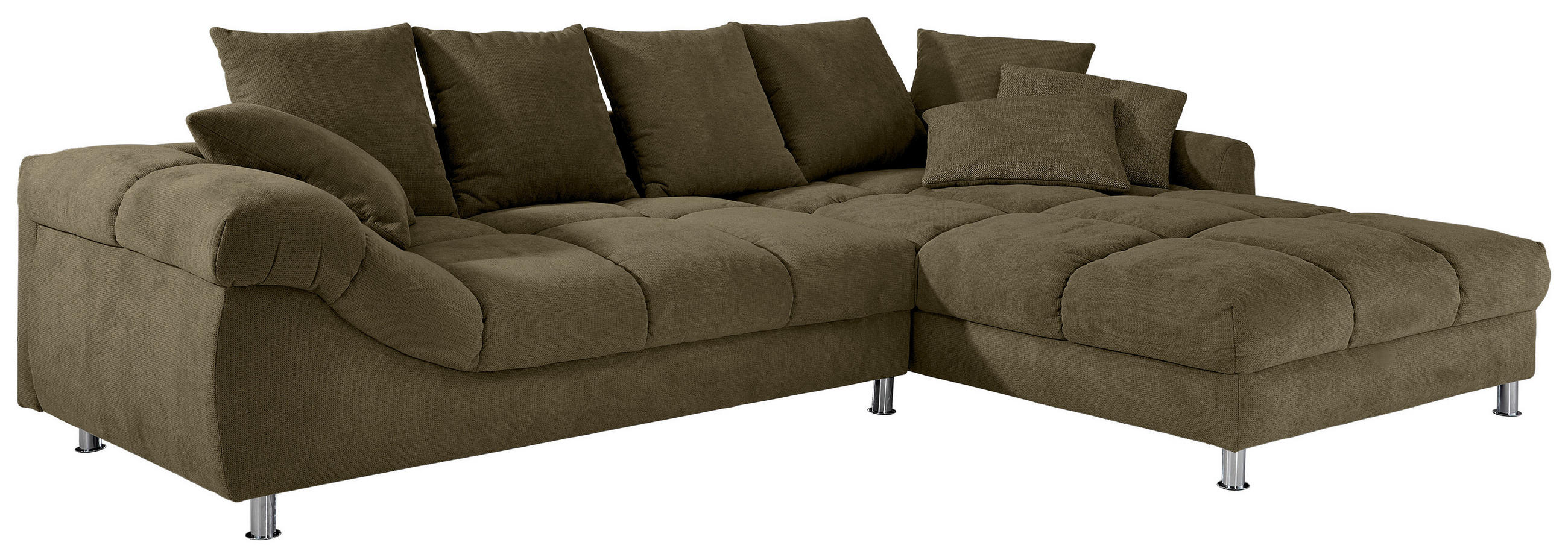 ECKSOFA in Webstoff Grün  - Grün, Design, Textil/Metall (337/228cm) - Carryhome