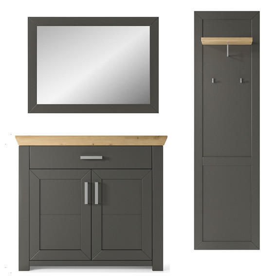 GARDEROBE 3-teilig  in 172/201/42,2 cm  - Eichefarben/Graphitfarben, Basics, Holzwerkstoff (172/201/42,2cm) - SetOne by Musterring