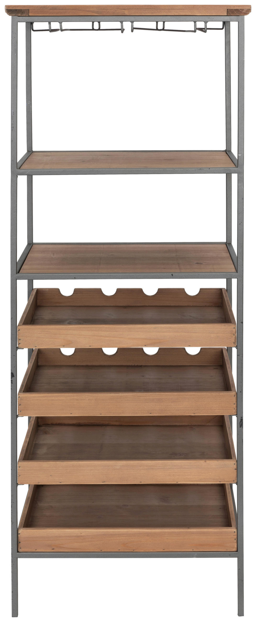 WEINREGAL  - Schwarz/Naturfarben, LIFESTYLE, Holz/Metall (51/137/39cm) - Livetastic