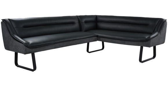 ECKBANK 237/178 cm Struktur Echtleder Schwarz   - Schwarz, Design, Leder/Textil (237/178cm) - Novel