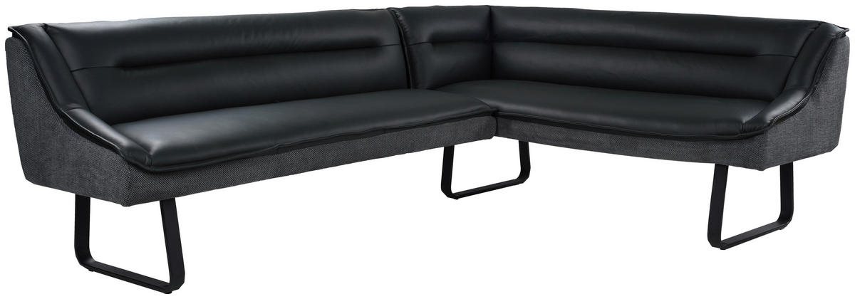 ECKBANK 237/178 cm Struktur Echtleder Schwarz   - Schwarz, Design, Leder/Textil (237/178cm) - Novel