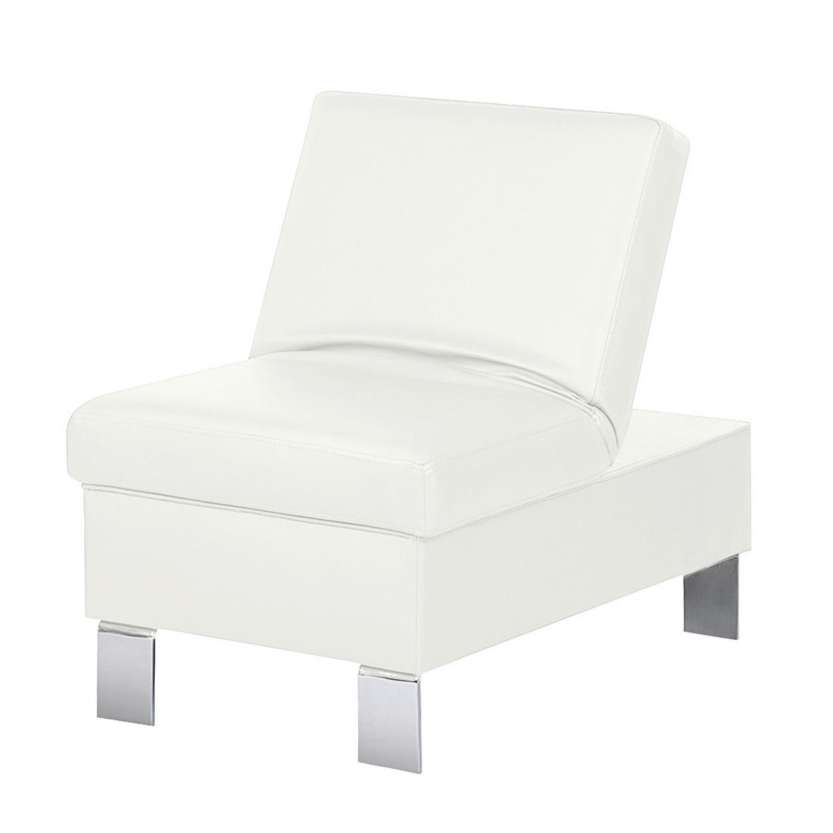 HOCKER in Leder Weiß  - Chromfarben/Weiß, Design, Leder/Metall (91/44/57cm) - Livetastic
