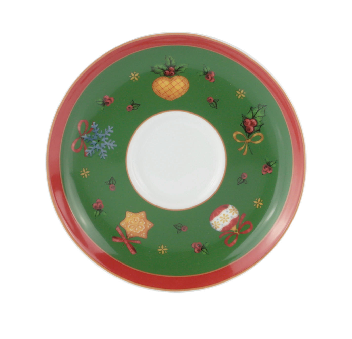 UNTERTASSE Vintage Christmas 15 cm  - Weiß/Grün, KONVENTIONELL, Keramik (15cm) - X-Mas