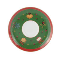 UNTERTASSE Vintage Christmas 15 cm  - Weiß/Grün, KONVENTIONELL, Keramik (15cm) - X-Mas