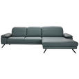 ECKSOFA Dieter Knoll Opal Echtleder  - Opal/Schwarz, Design, Leder/Metall (332/193cm) - Dieter Knoll