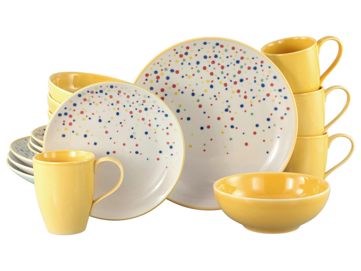 KOMBISERVICE Joy Gelb-bunt 16-teilig  - Gelb/Creme, Basics, Keramik - Creatable