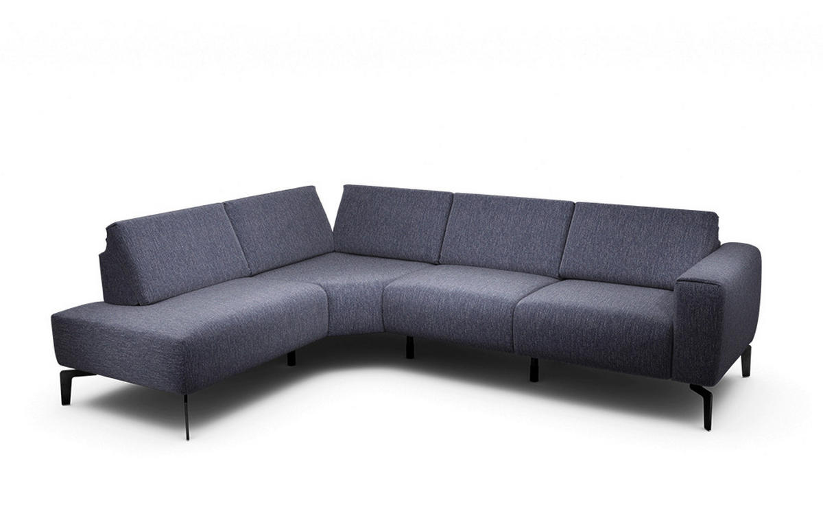 ECKSOFA Cosy Blau Chenille  - Blau/Schwarz, Design, Textil/Metall (193/256cm) - SENSOO