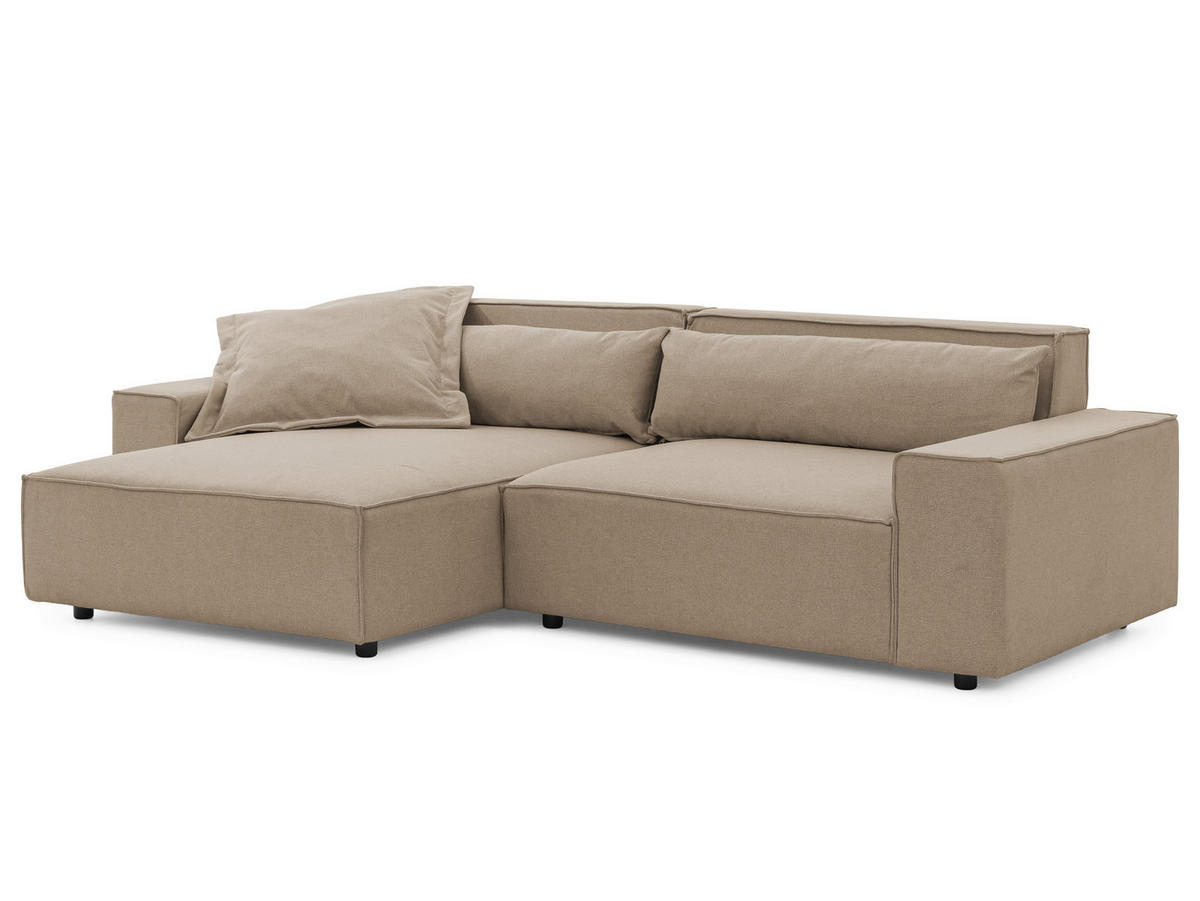ECKSOFA Curduroy in Webstoff Hellbraun Rückenkissen  251/142 cm  - Hellbraun/Schwarz, Design, Kunststoff/Textil (251/142cm) - P & B