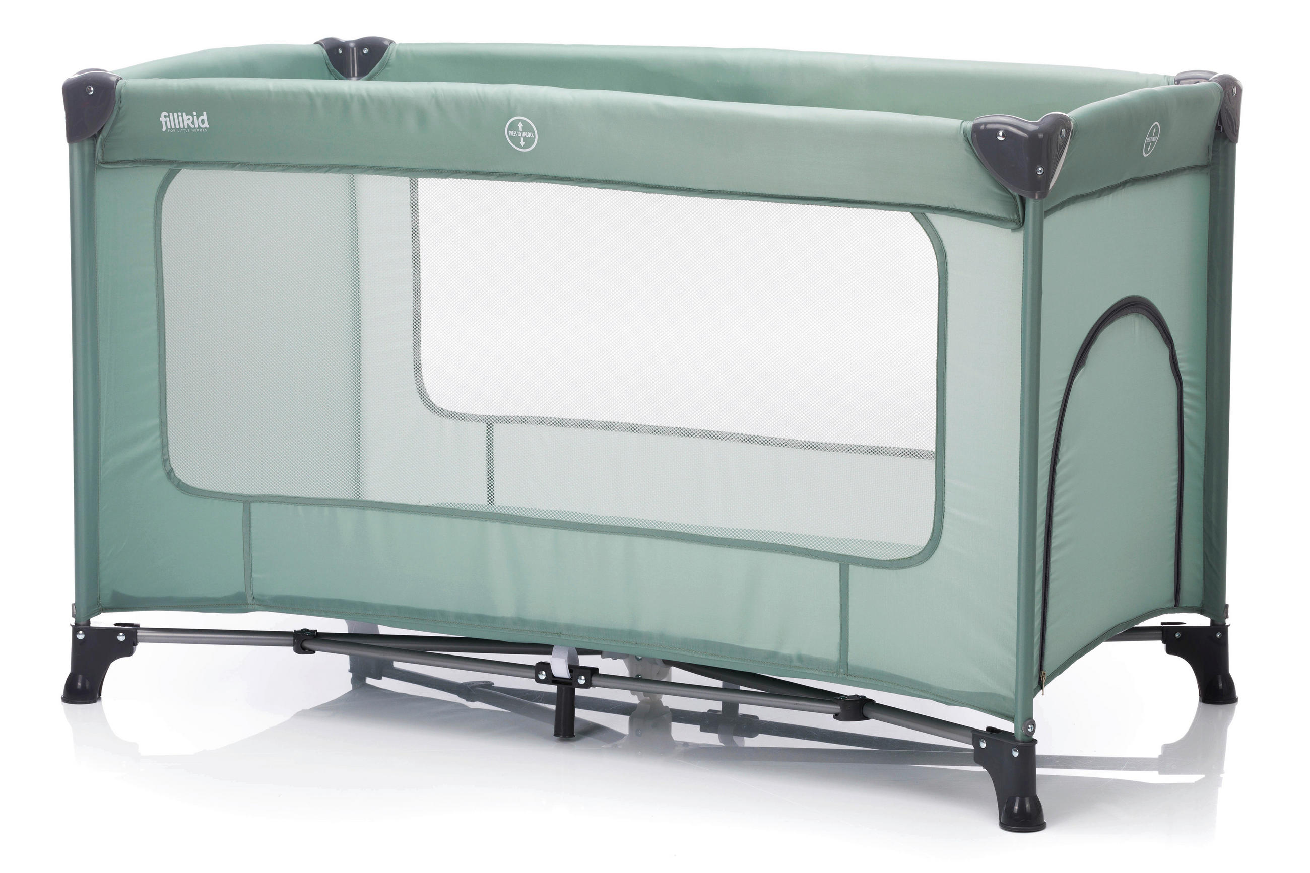 REISEBETT Nizza Grün  - Grün, Basics, Textil/Metall (120/60cm) - Fillikid