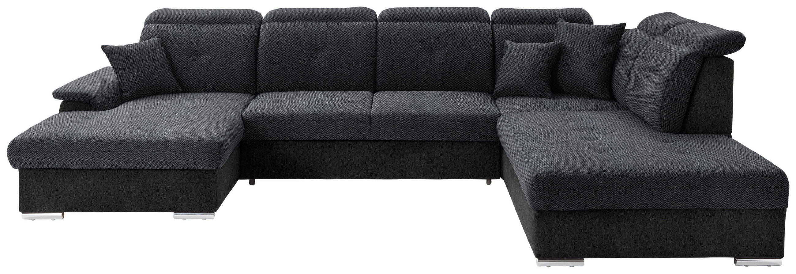 WOHNLANDSCHAFT in Webstoff, Flachgewebe Dunkelgrau  - Dunkelgrau/Silberfarben, Design, Kunststoff/Textil (187/365/263cm) - Cantus