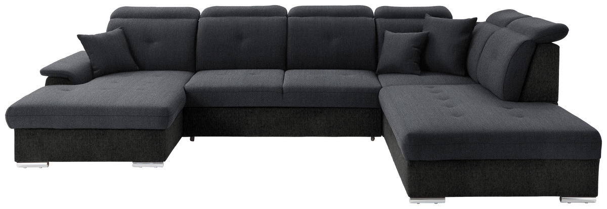 WOHNLANDSCHAFT in Webstoff, Flachgewebe Dunkelgrau  - Dunkelgrau/Silberfarben, Design, Kunststoff/Textil (187/365/263cm) - Cantus