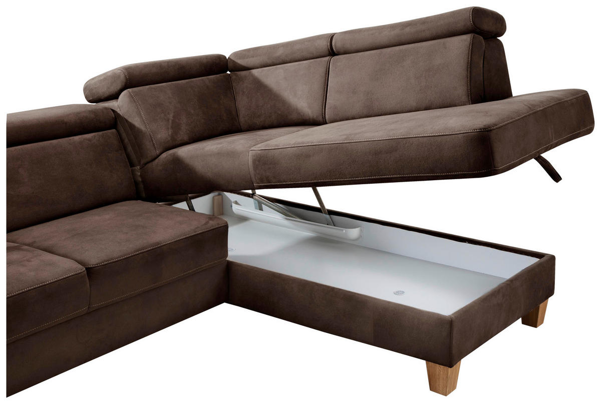 ECKSOFA in Mikrofaser Mokka  - Eichefarben/Beige, Konventionell, Holz/Textil (245/194cm) - Sit & More