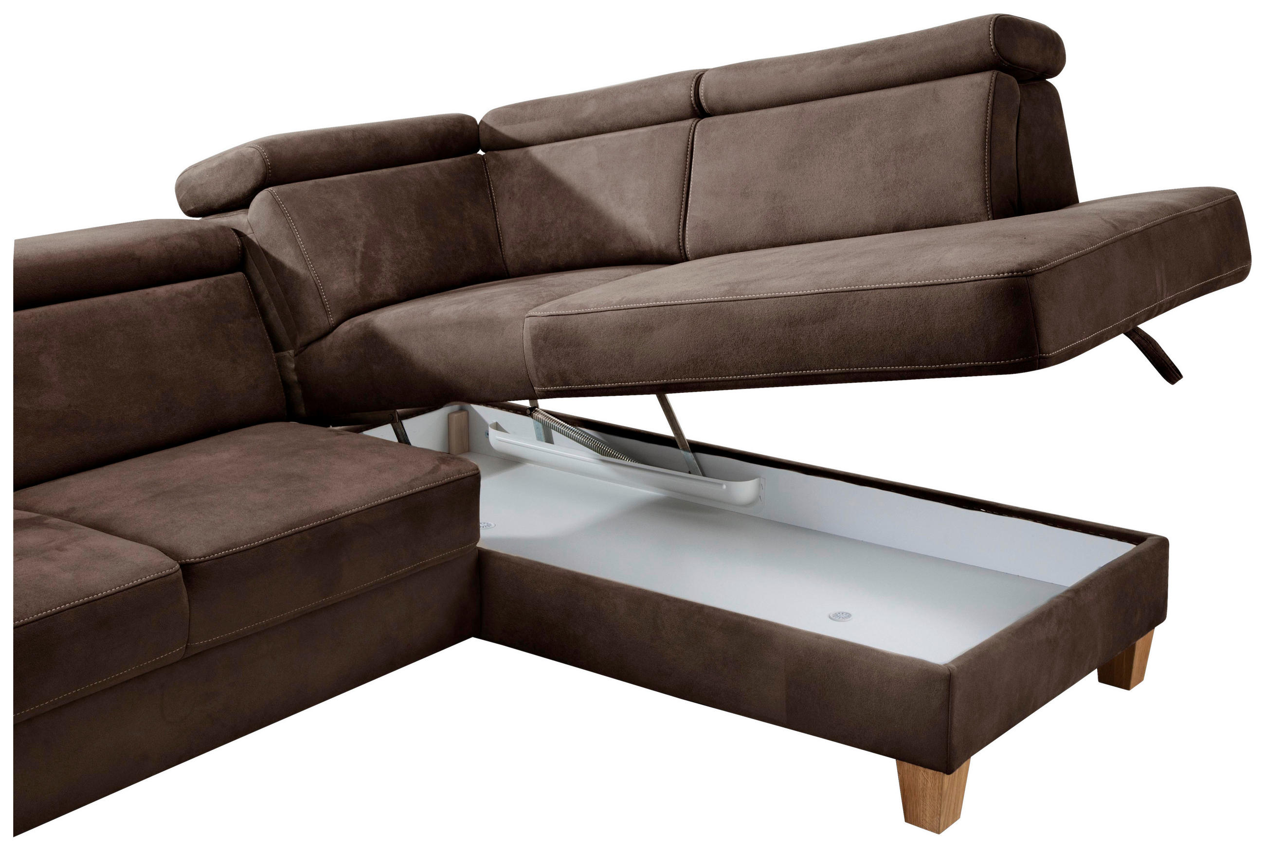 Thumbnail - Sit & More Ecksofa, Mokka, Textil, Buche, 5,5-Sitzer, Ottomane rechts, L-Form, 245x194 cm, Made in Europe, Oeko-Tex® Sta...