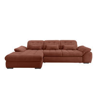 ECKSOFA in Cord Koralle  - Koralle/Schwarz, Modern, Textil/Metall (184/314cm) - Livetastic