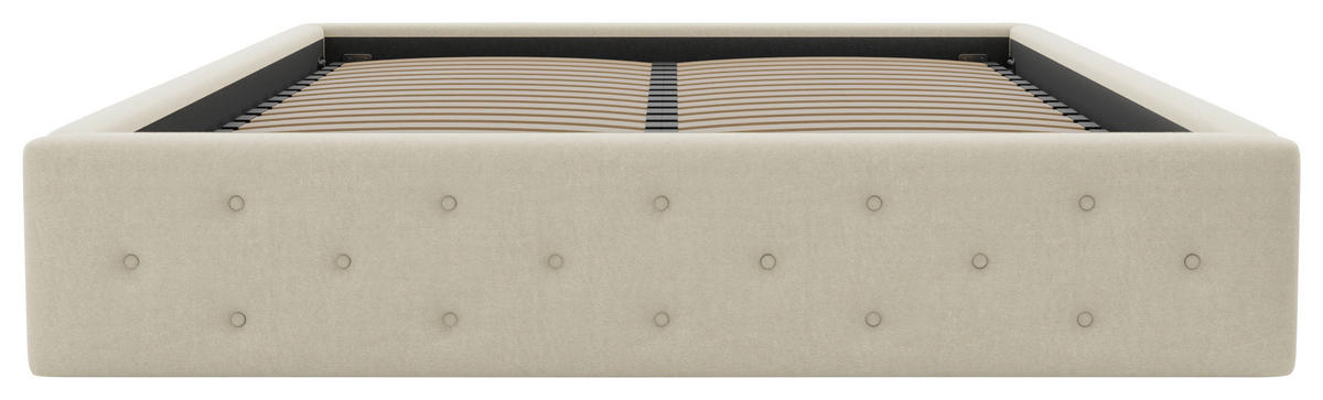 POLSTERBETT 140/200 cm,  in Beige, Lattenrost, Bettkasten,  - Beige/Schwarz, Design, Holz/Textil (140/200cm) - Chameo