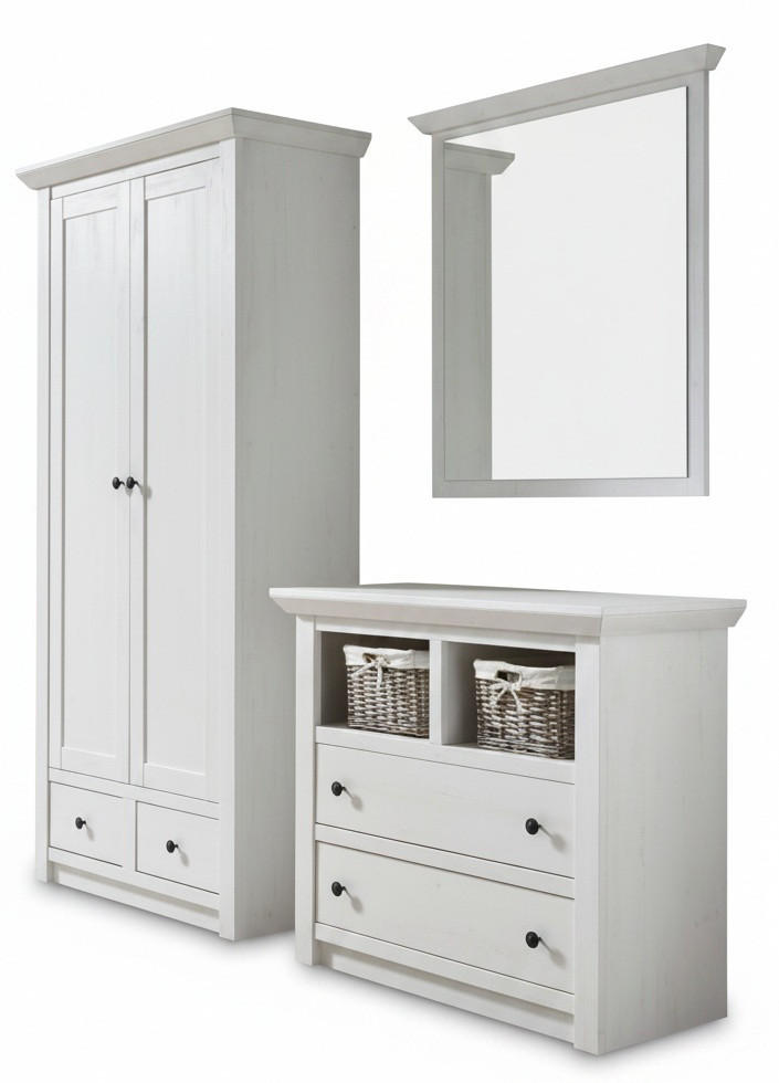 GARDEROBE 3-teilig  in 220/206/45 cm  - Weiß/Pinienfarben, Design, Holzwerkstoff (220/206/45cm) - Modante