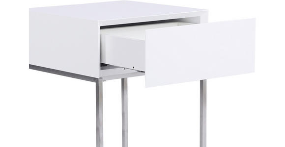 NACHTKÄSTCHEN 40/62/40 cm  in Silberfarben, Weiß  - Silberfarben/Weiß, Basics, Holzwerkstoff/Metall (40/62/40cm) - Xora