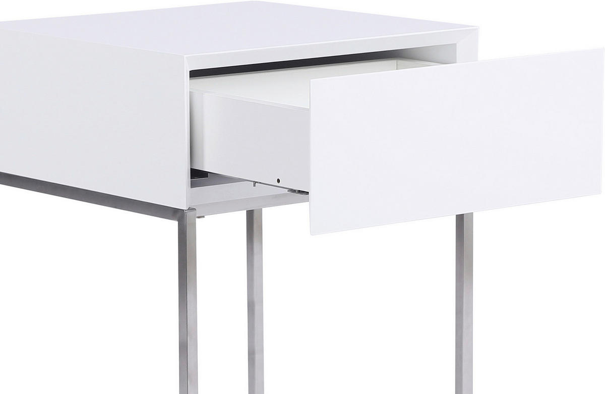 NACHTKÄSTCHEN 40/62/40 cm  in Silberfarben, Weiß  - Silberfarben/Weiß, Basics, Holzwerkstoff/Metall (40/62/40cm) - Xora