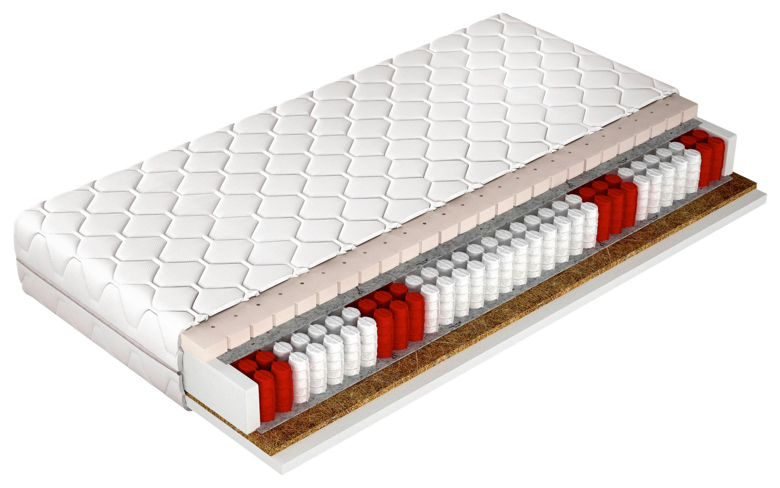 TASCHENFEDERKERNMATRATZE LIVE LATEX mit Kokos 90/200 cm Höhe ca. 19 cm  H3 = fest  - Textil (90/200cm)