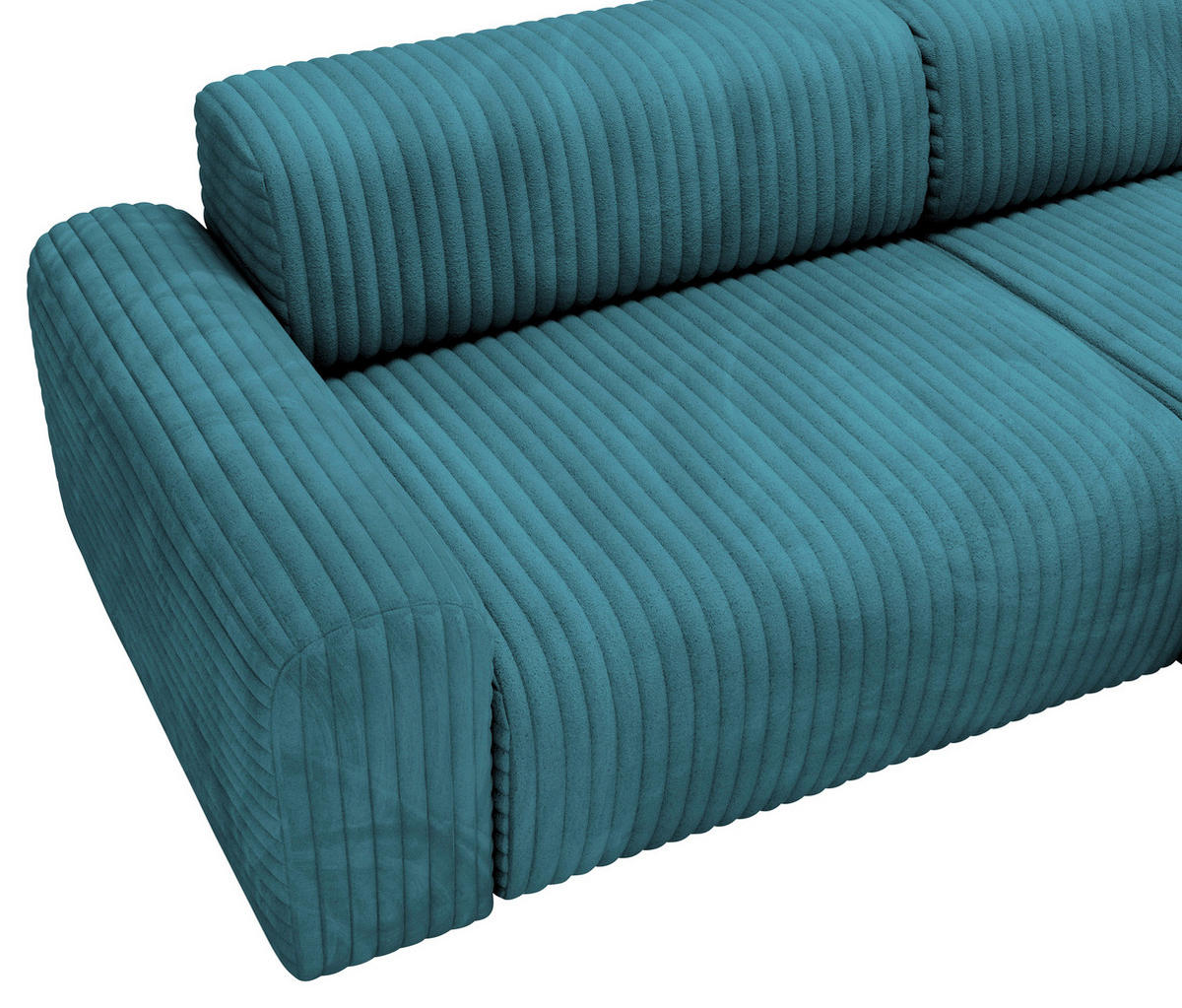 ECKSOFA in Cord Türkis  - Türkis/Schwarz, Design, Kunststoff/Textil (292/178cm) - Livetastic