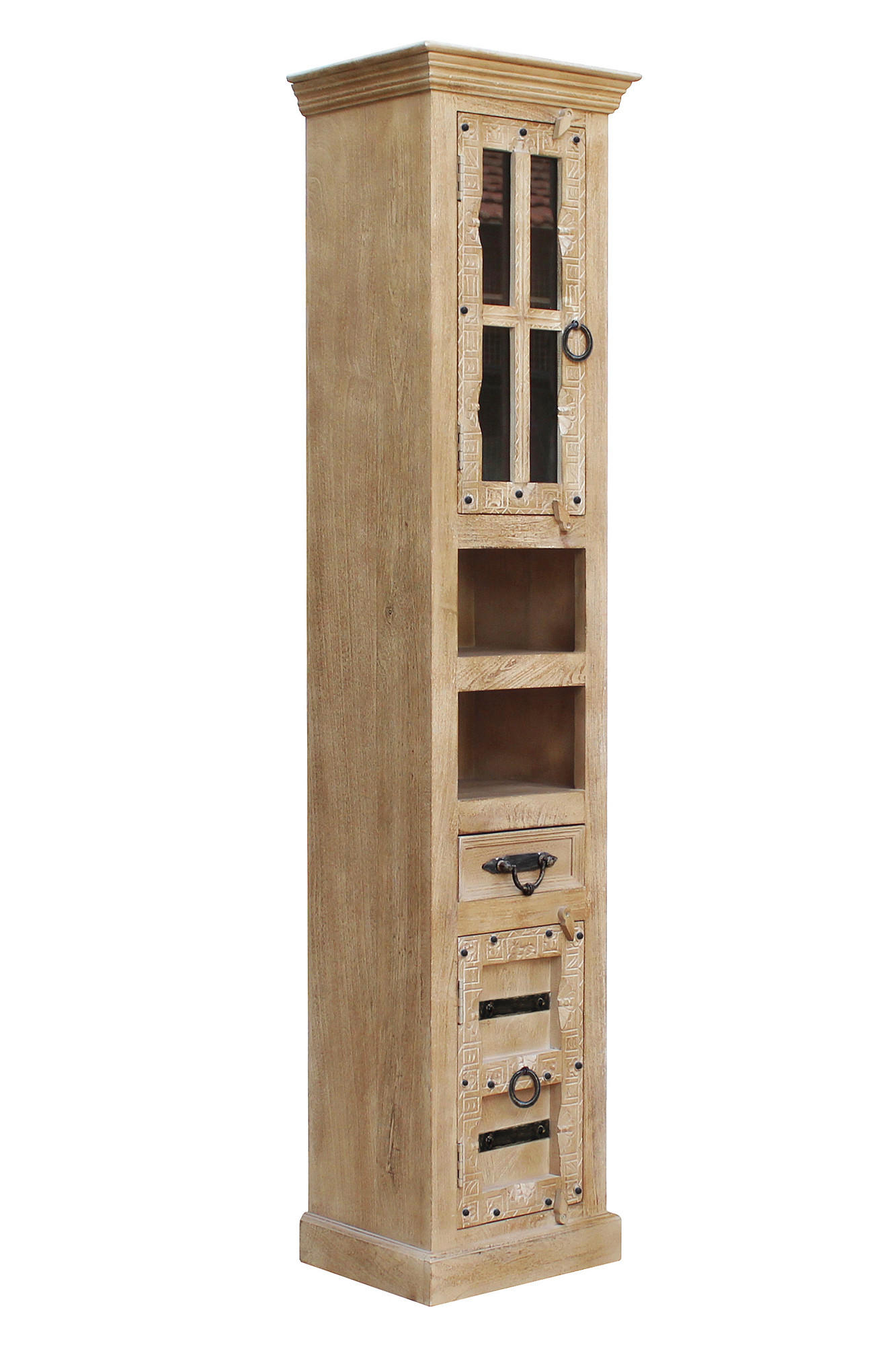 HOCHSCHRANK 44/188/35 cm  - Messingfarben/Naturfarben, Design, Glas/Holz (44/188/35cm) - MID.YOU