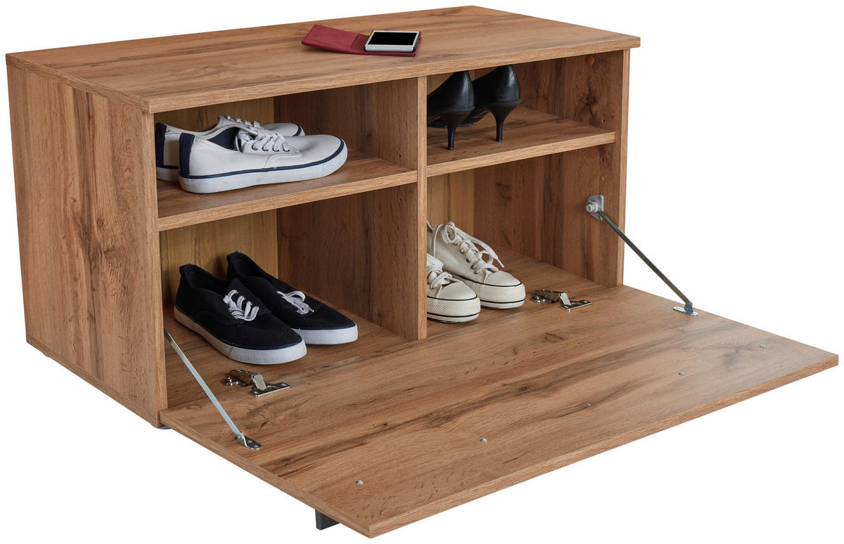 GARDEROBENBANK - Eichefarben/Schwarz, MODERN, Kunststoff (90/45/38cm) - MID.YOU