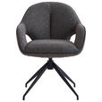 ARMLEHNSTUHL  Sitzfläche 360° drehbar, automatische Rückholfunktion Leinenoptik  Anthrazit, Schwarz  - Anthrazit/Schwarz, Design, Textil/Metall (62/85/64cm) - Novel