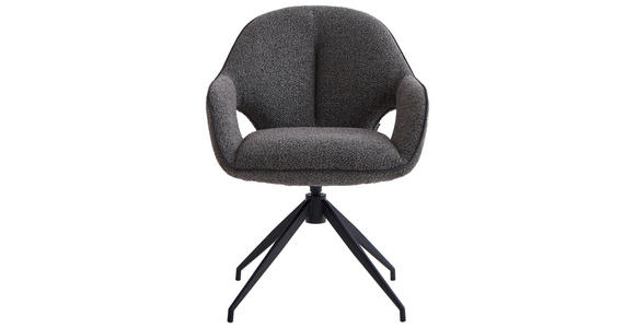 ARMLEHNSTUHL  Sitzfläche 360° drehbar, automatische Rückholfunktion Leinenoptik  Anthrazit, Schwarz  - Anthrazit/Schwarz, Design, Textil/Metall (62/85/64cm) - Novel