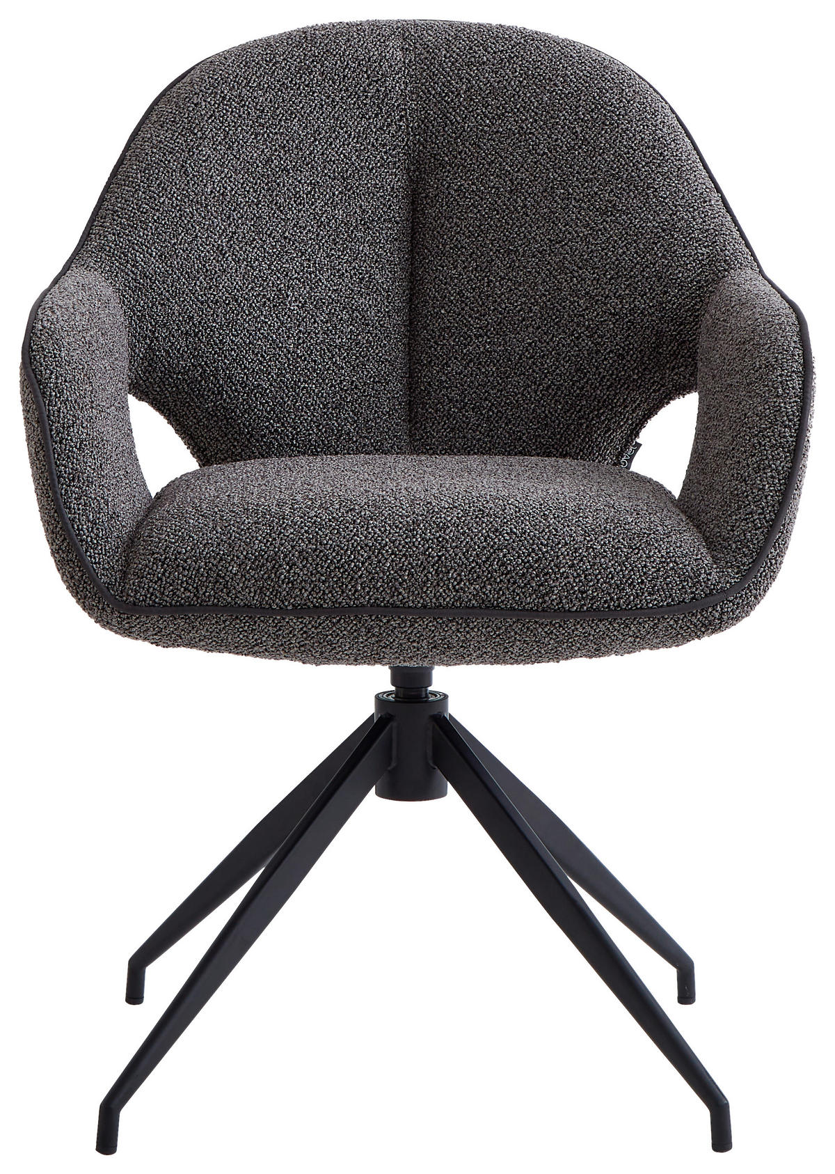 ARMLEHNSTUHL  in Eisen Leinenoptik  - Anthrazit/Schwarz, Design, Textil/Metall (62/85/64cm) - Novel