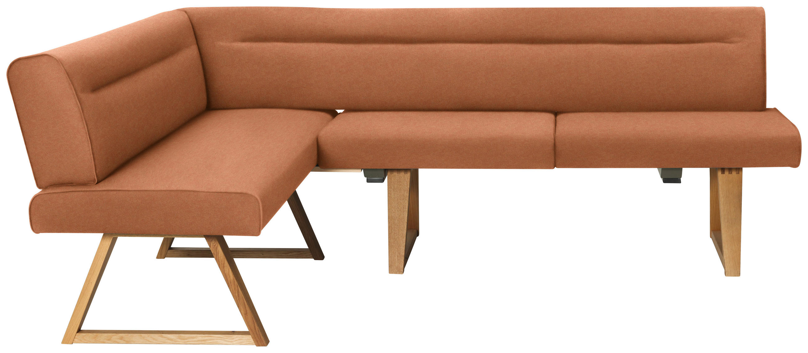 ECKBANK 170/230 cm Mikrofaser, Lederlook (vegan) Eichefarben, Cognac Wildeiche massiv   - Eichefarben/Cognac, KONVENTIONELL, Holz/Textil (170/230cm) - Moderano