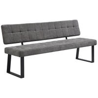 SITZBANK Metall, Textil Hellgrau  - Hellgrau/Schwarz, Modern, Textil/Metall (180/85/56cm) - Livetastic