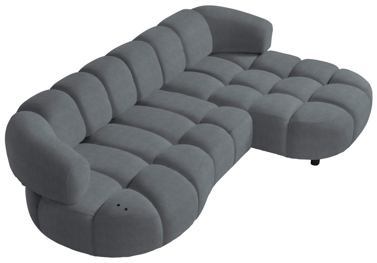 ECKSOFA in Webstoff Grau  284/183 cm  - Schwarz/Grau, Design, Holz/Textil (284/183cm) - Welnova