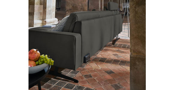 ECKSOFA in Echtleder Grau  - Anthrazit/Grau, KONVENTIONELL, Leder/Metall (182/324cm) - Ambiente