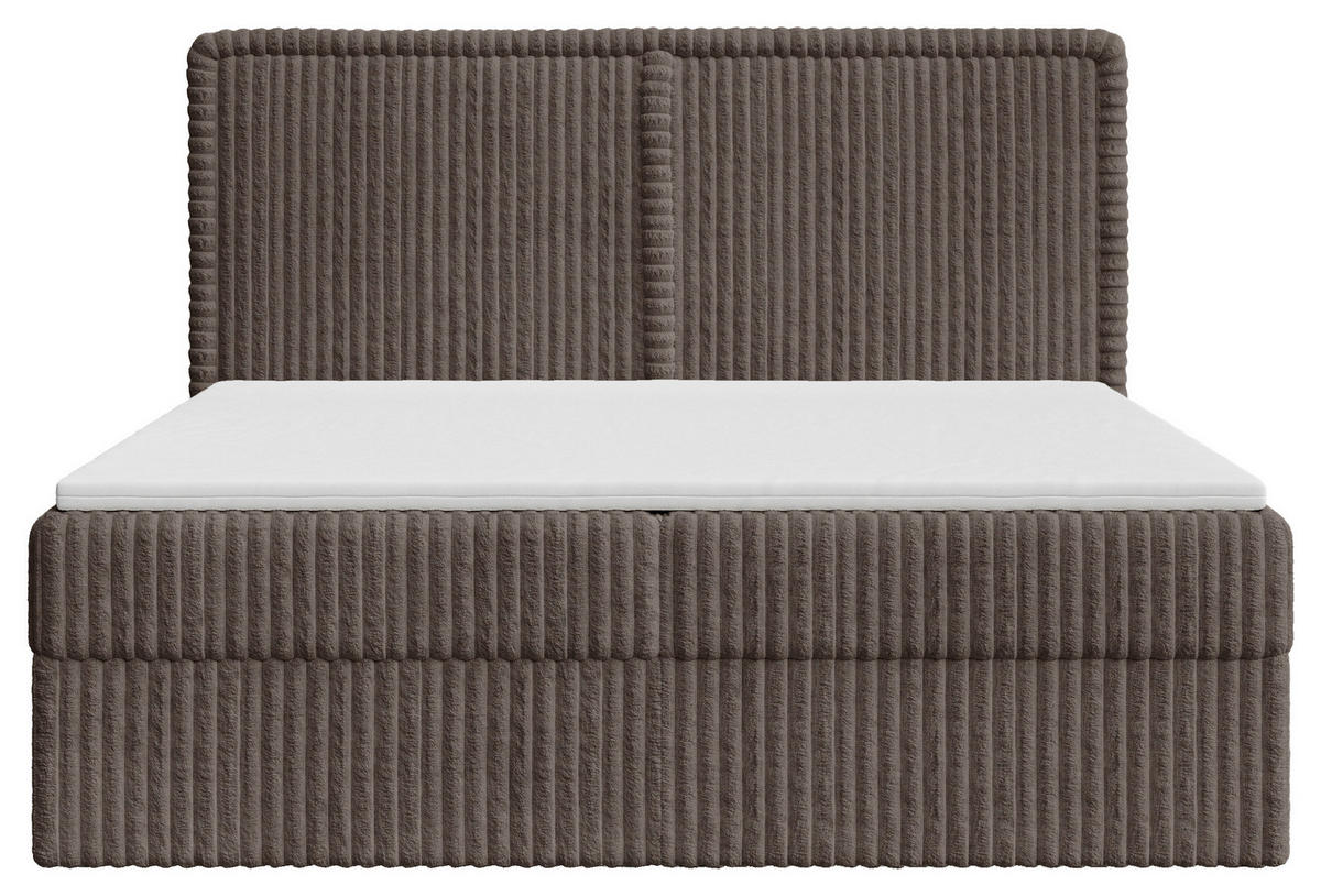 BOXBETT 160/200 cm,  in Braun, Bettkasten, Topper, H2 + H3 = mittel + fest  - Schwarz/Braun, MODERN, Holz/Kunststoff (160/200cm) - MID.YOU