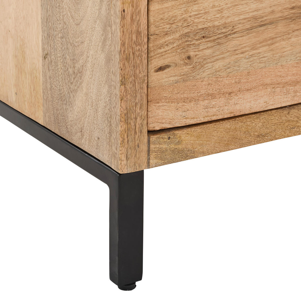 VITRINE in furniert, massiv Mangoholz Naturfarben  - Schwarz/Naturfarben, KONVENTIONELL, Glas/Holz (92/151/42cm) - Livetastic