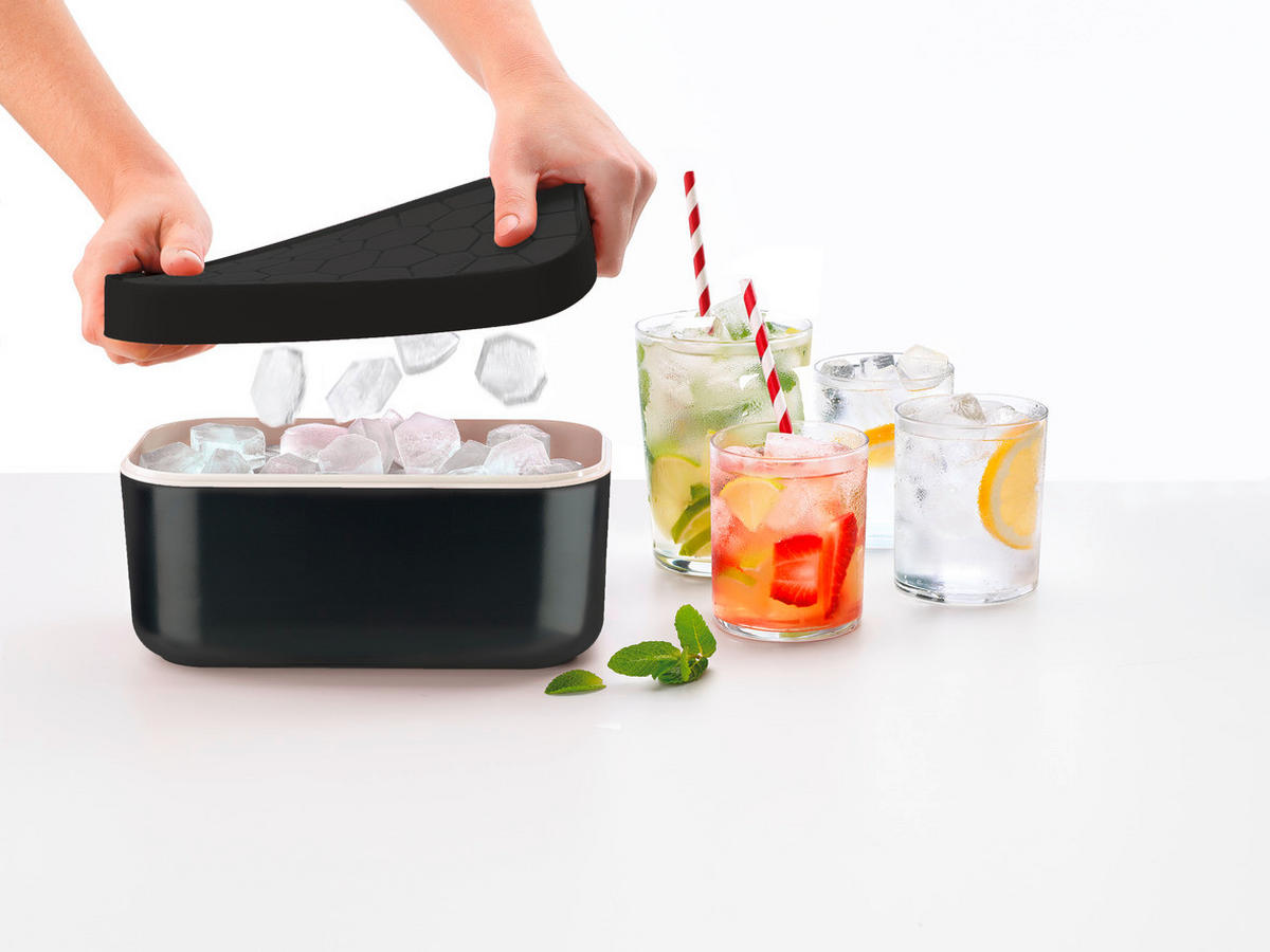 POSODA ZA KOCKE LEDU - črna, Basics, umetna masa (12,5/12,5/22,5cm) - LEKUE