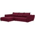 ECKSOFA in Webstoff Rot  - Silberfarben/Rot, MODERN, Kunststoff/Textil (218/304cm) - Carryhome