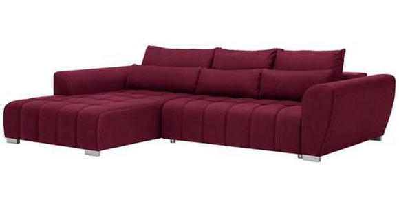 ECKSOFA in Webstoff Rot  - Silberfarben/Rot, MODERN, Kunststoff/Textil (218/304cm) - Carryhome