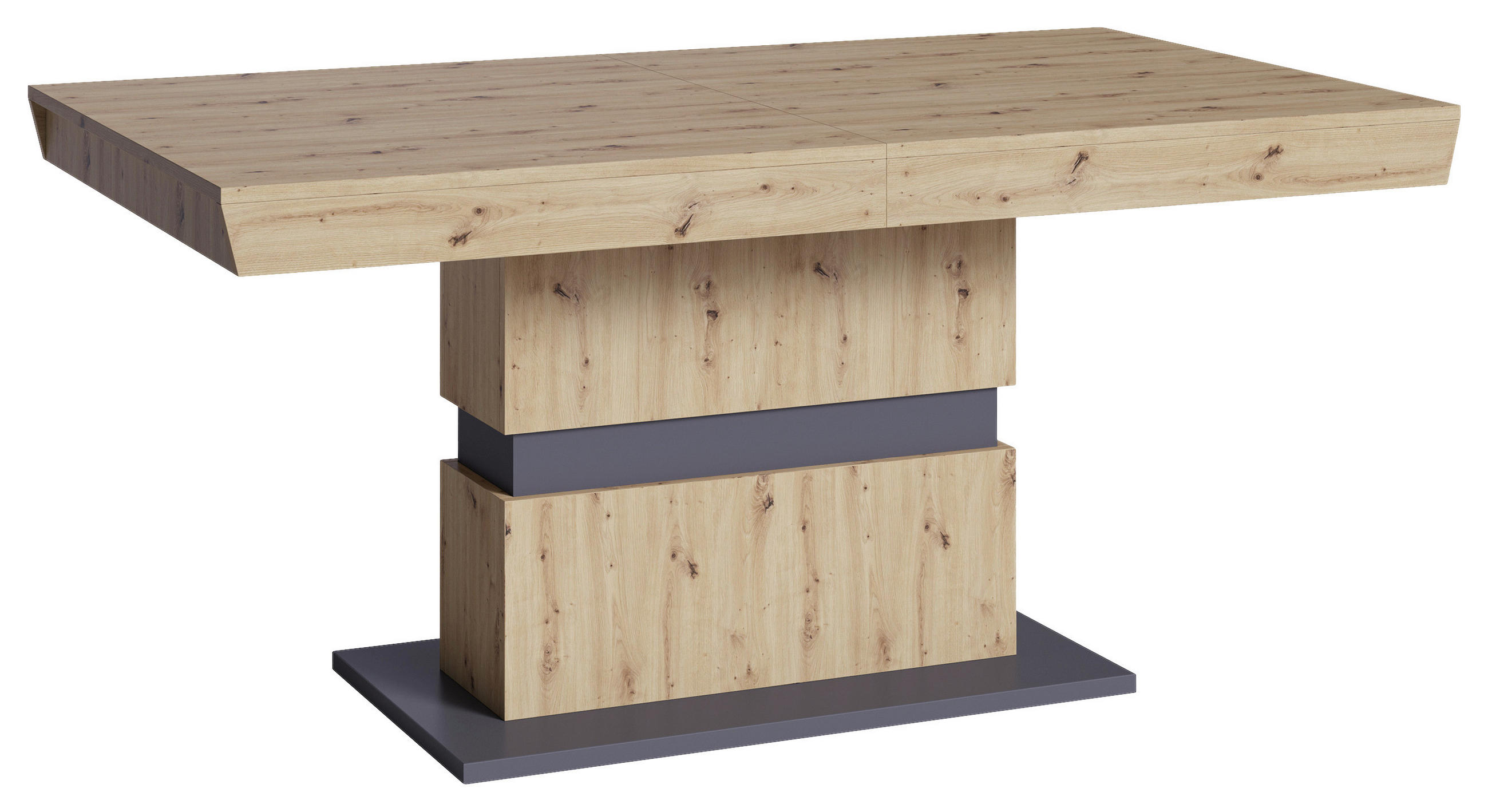 ESSTISCH Dunkelgrau, Eiche Artisan rechteckig  ausziehbar, lichtecht, in verschiedenen Größen erhältlich, in verschiedenen Holzdekoren erhältlich  - Dunkelgrau/Eiche Artisan, MODERN, Holzwerkstoff (160/90/75cm) - MID.YOU